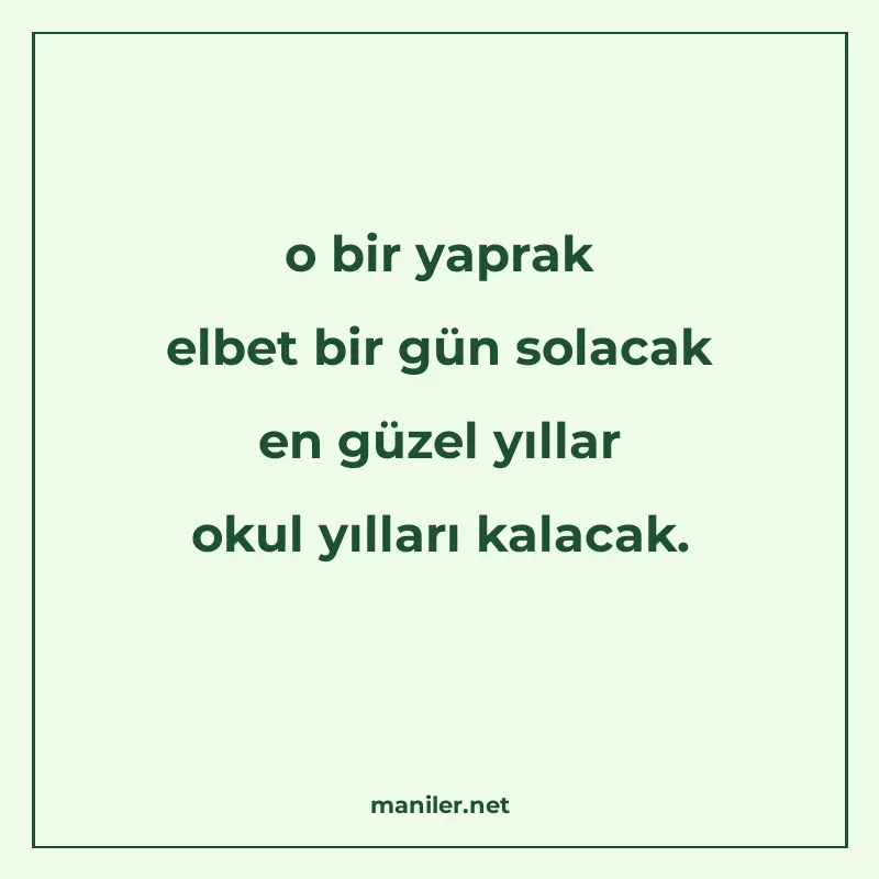 o bir yaprak elbet bir gün solacak en güzel yıllar okul yıll manisi görseli