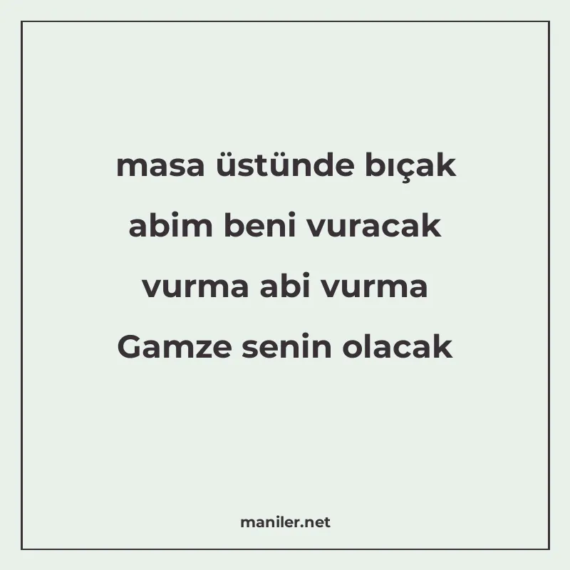 masa üstünde bıçak abim beni vuracak vurma abi vurma Gamze s manisi görseli