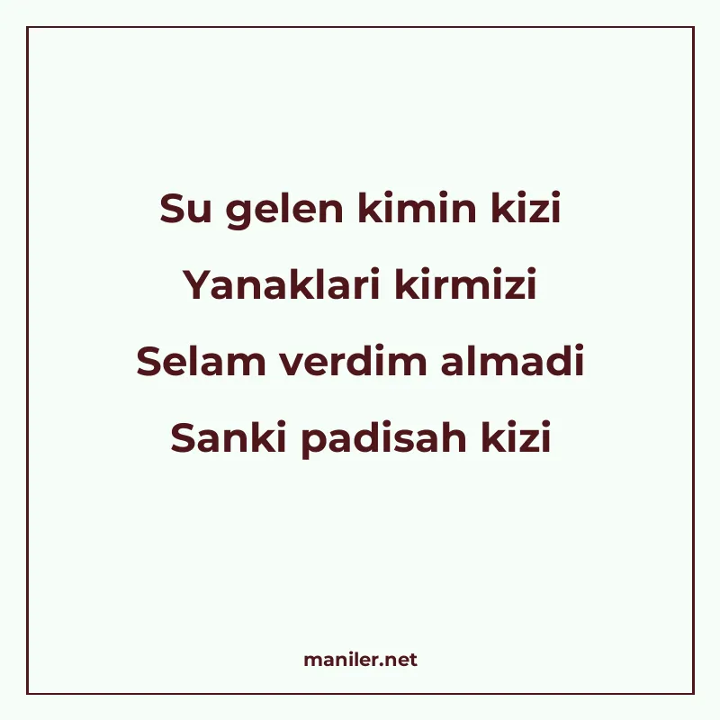 Su gelen kimin kizi Yanaklari kirmizi Selam verdim almadi Sa manisi görseli