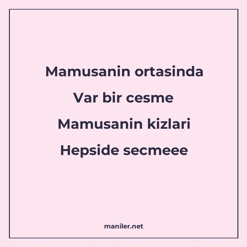 Mamusanin ortasinda Var bir cesme Mamusanin kizlari Hepside manisi görseli