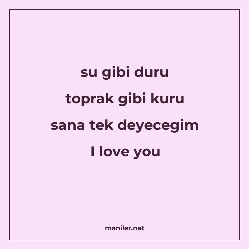 su gibi duru toprak gibi kuru sana tek deyecegim I love you manisi görseli