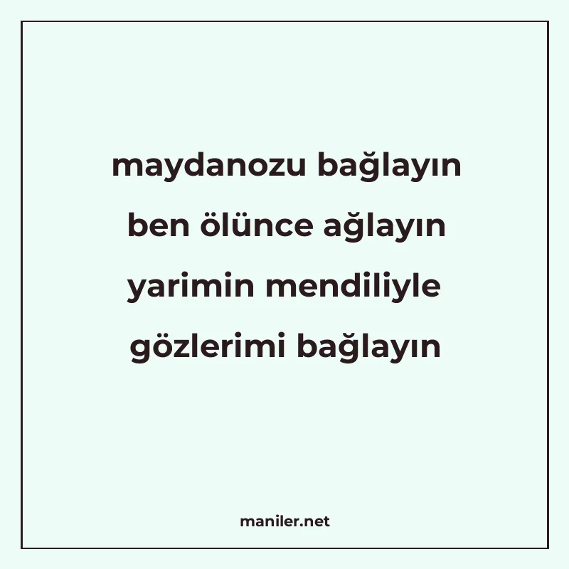 maydanozu bağlayın ben ölünce ağlayın yarimin mendiliyle göz manisi görseli