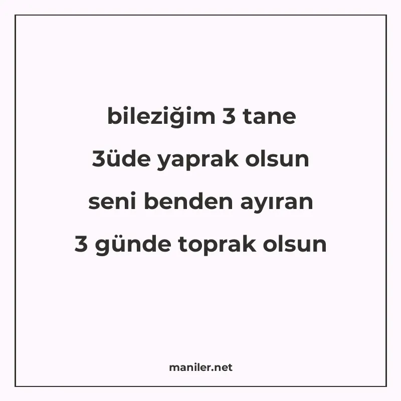bileziğim 3 tane 3üde yaprak olsun seni benden ayıran 3 günd manisi görseli