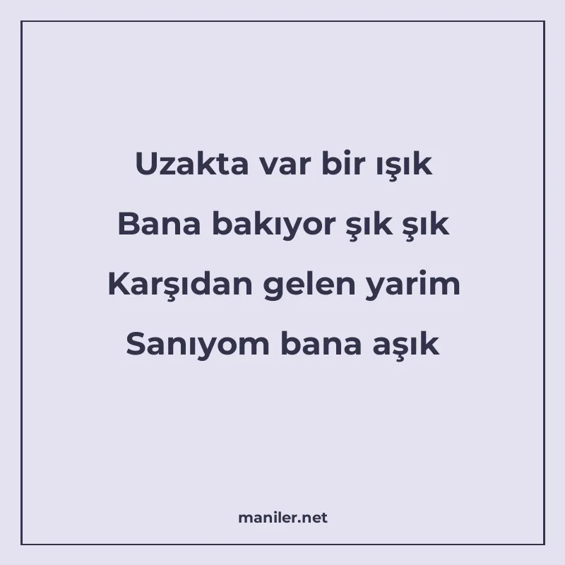 Uzakta var bir ışık Bana bakıyor şık şık Karşıdan gelen yari manisi görseli