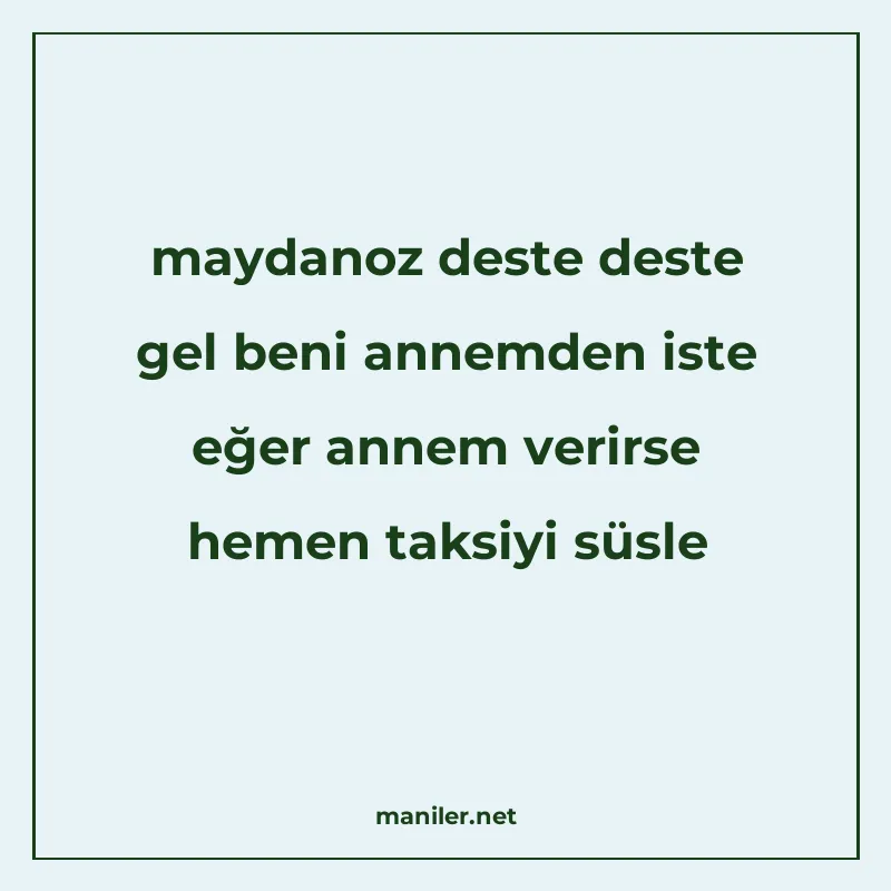 maydanoz deste deste gel beni annemden iste eğer annem verir manisi görseli