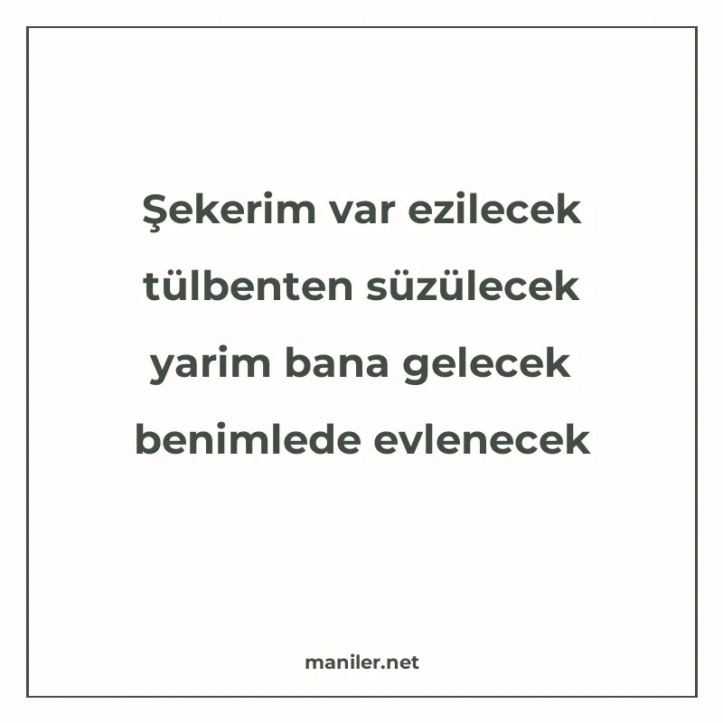 Şekerim var ezilecek tülbenten süzülecek yarim bana gelecek manisi görseli