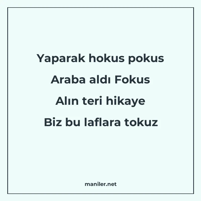 Yaparak hokus pokus Araba aldı Fokus Alın teri hikaye Biz bu manisi görseli