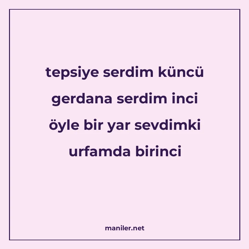 tepsiye serdim küncü gerdana serdim inci öyle bir yar sevdim manisi görseli