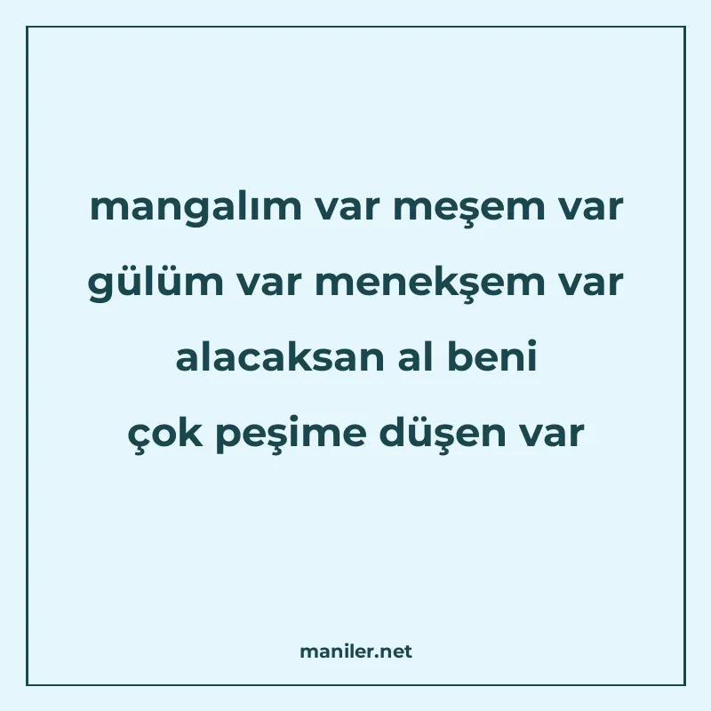 mangalım var meşem var gülüm var menekşem var alacaksan al b manisi görseli