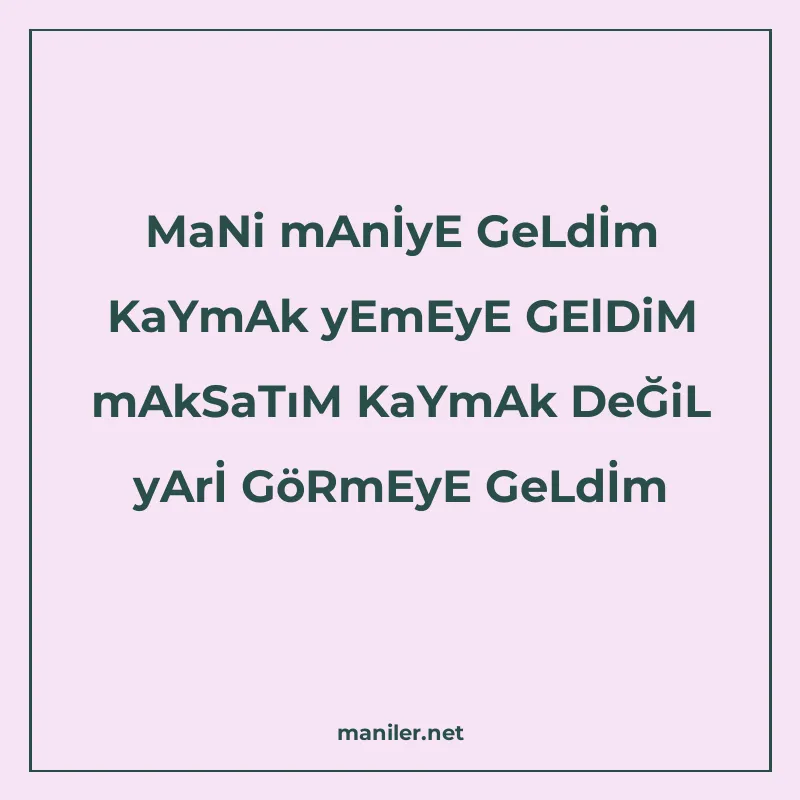 MaNi mAnİyE GeLdİm KaYmAk yEmEyE GElDiM mAkSaTıM KaYmAk DeĞi manisi görseli