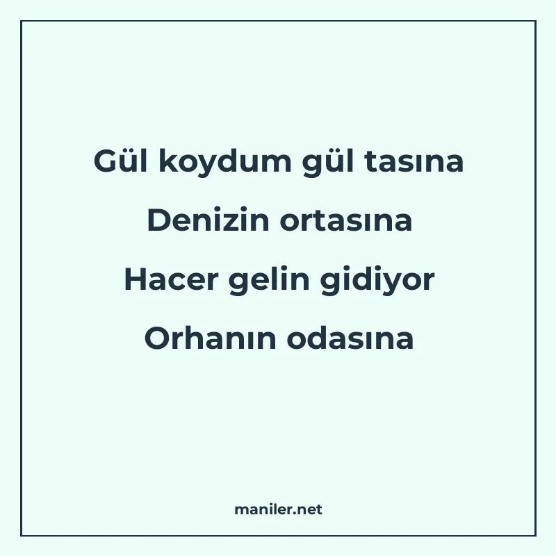 Gül koydum gül tasına Denizin ortasına Hacer gelin gidiyor O manisi görseli