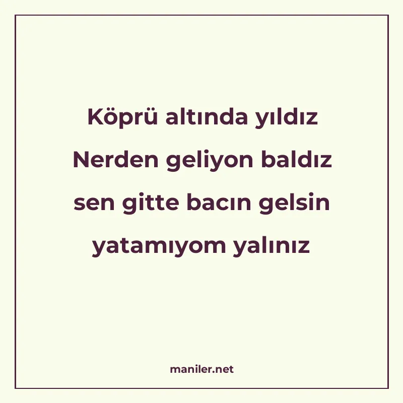 Köprü altında yıldız Nerden geliyon baldız sen gitte bacın g manisi görseli