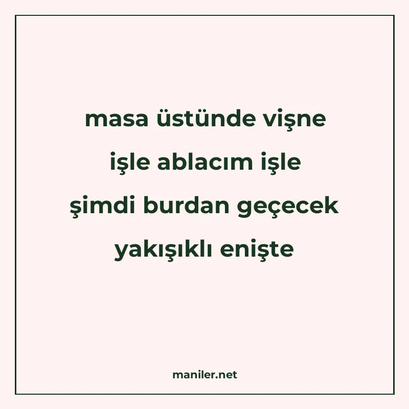 masa üstünde vişne işle ablacım işle şimdi burdan geçecek ya manisi görseli