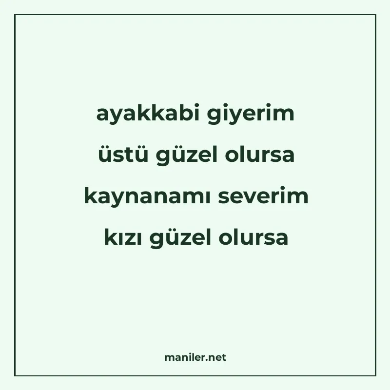 ayakkabi giyerim üstü güzel olursa kaynanamı severim kızı gü manisi görseli
