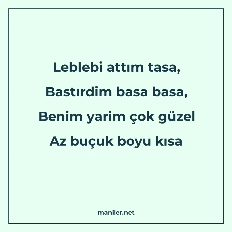 Leblebi attım tasa, Bastırdim basa basa, Benim yarim çok güz manisi görseli