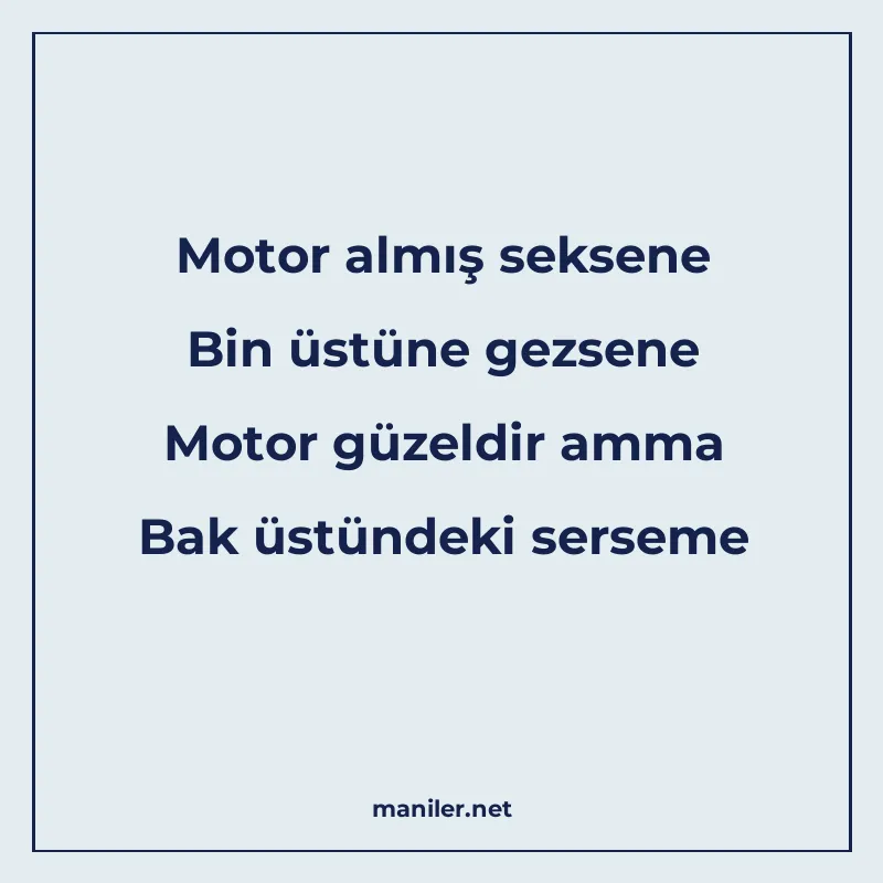 Motor almış seksene Bin üstüne gezsene Motor güzeldir amma B manisi görseli