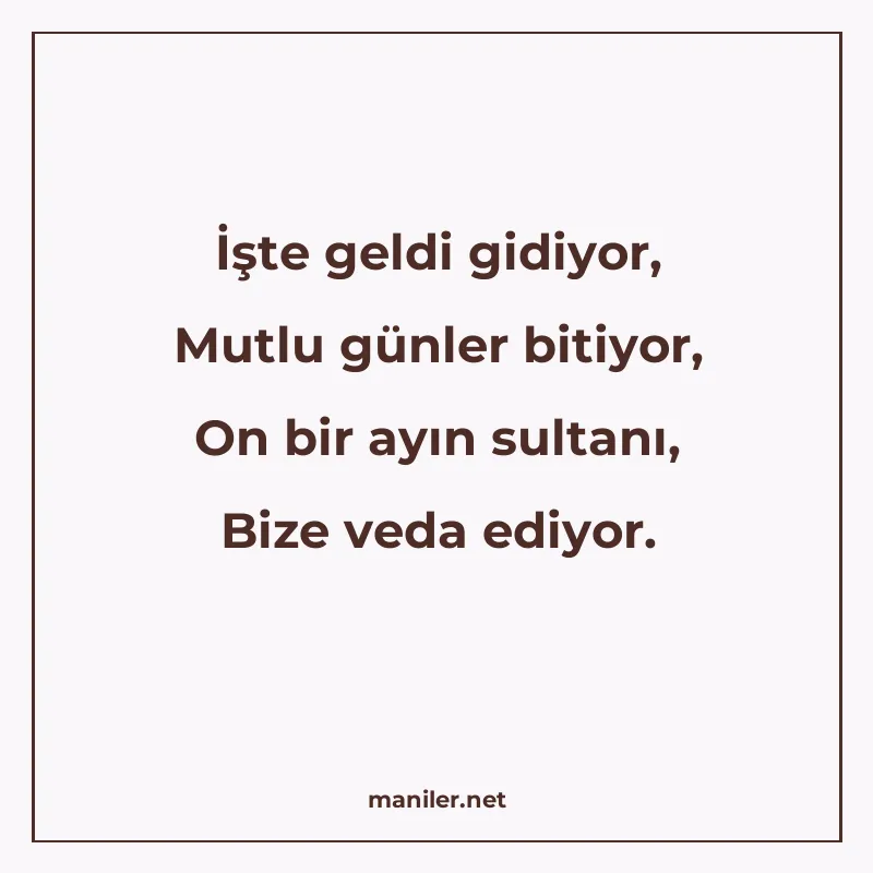 İşte geldi gidiyor, Mutlu günler bitiyor, On bir ayın sultan manisi görseli