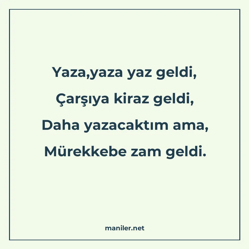 Yaza,yaza yaz geldi, Çarşıya kiraz geldi, Daha yazacaktım am manisi görseli