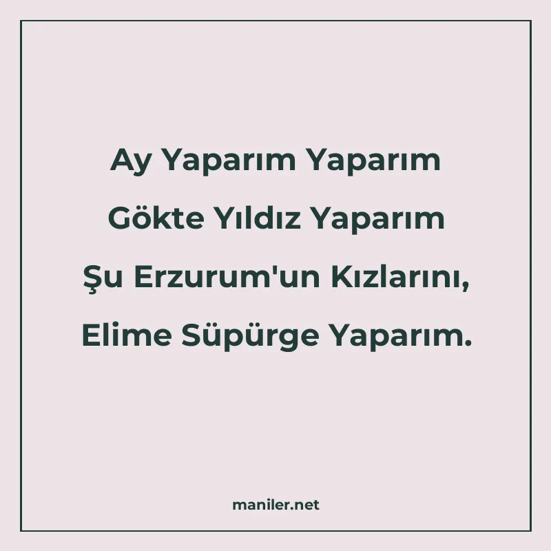 Ay Yaparım Yaparım Gökte Yıldız Yaparım Şu Erzurum'un K manisi görseli