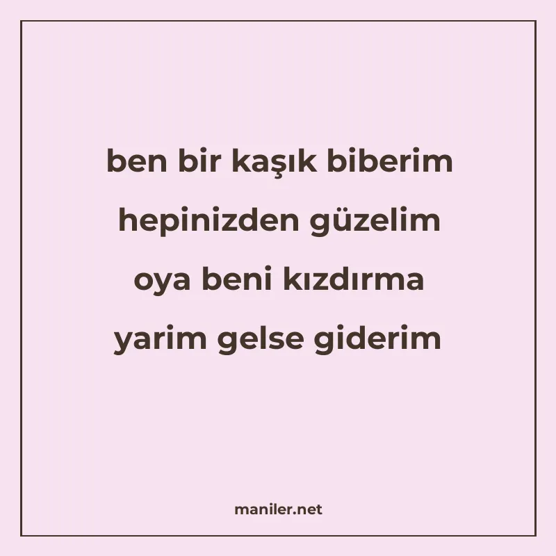 ben bir kaşık biberim hepinizden güzelim oya beni kızdırma y manisi görseli