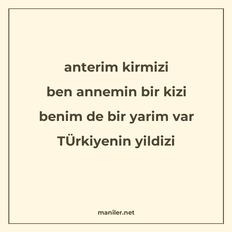 anterim kirmizi ben annemin bir kizi benim de bir yarim var manisi görseli