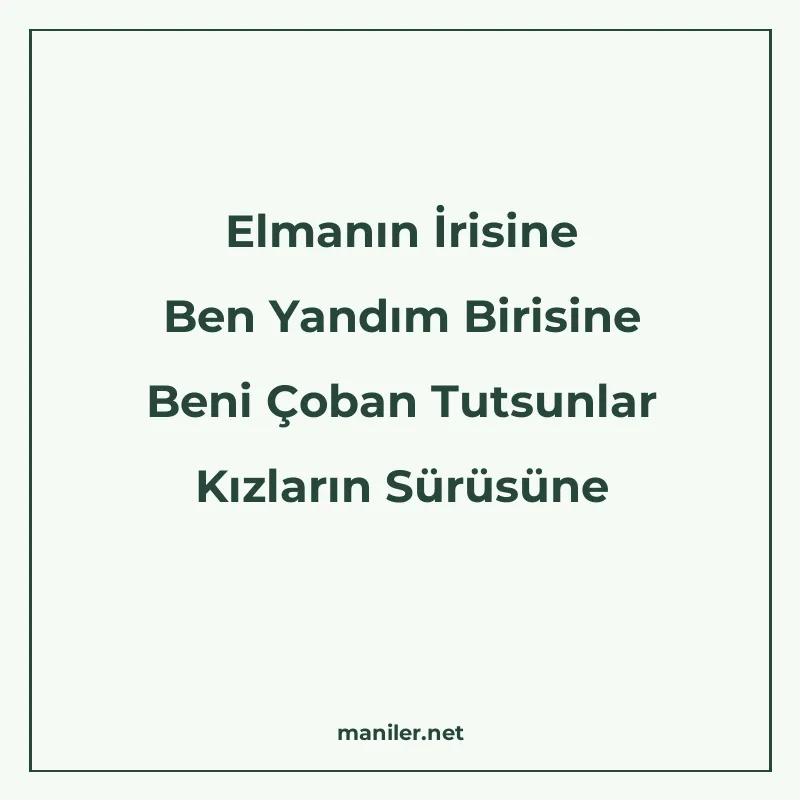 Elmanın İrisine Ben Yandım Birisine Beni Çoban Tutsunlar Kız manisi görseli