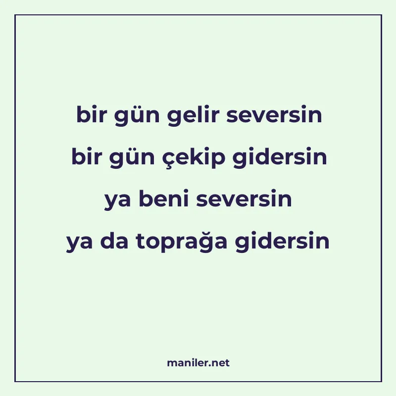 bir gün gelir seversin bir gün çekip gidersin ya beni severs manisi görseli