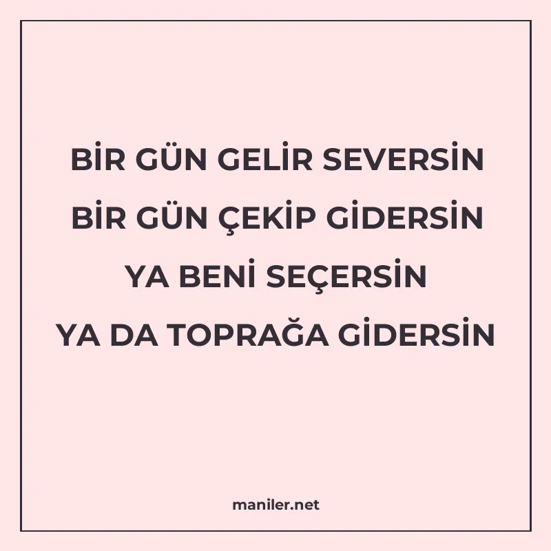 BİR GÜN GELİR SEVERSİN BİR GÜN ÇEKİP GİDERSİN YA BENİ SEÇERS manisi görseli