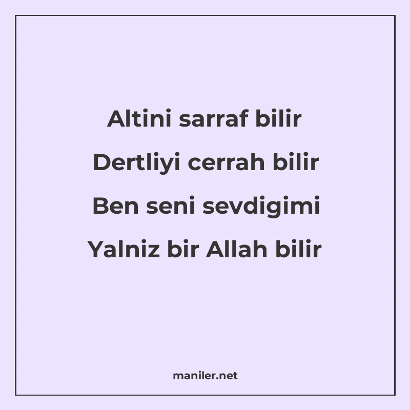 Altini sarraf bilir Dertliyi cerrah bilir Ben seni sevdigimi manisi görseli