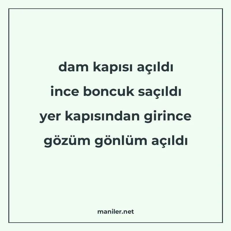 dam kapısı açıldı ince boncuk saçıldı yer kapısından girince manisi görseli