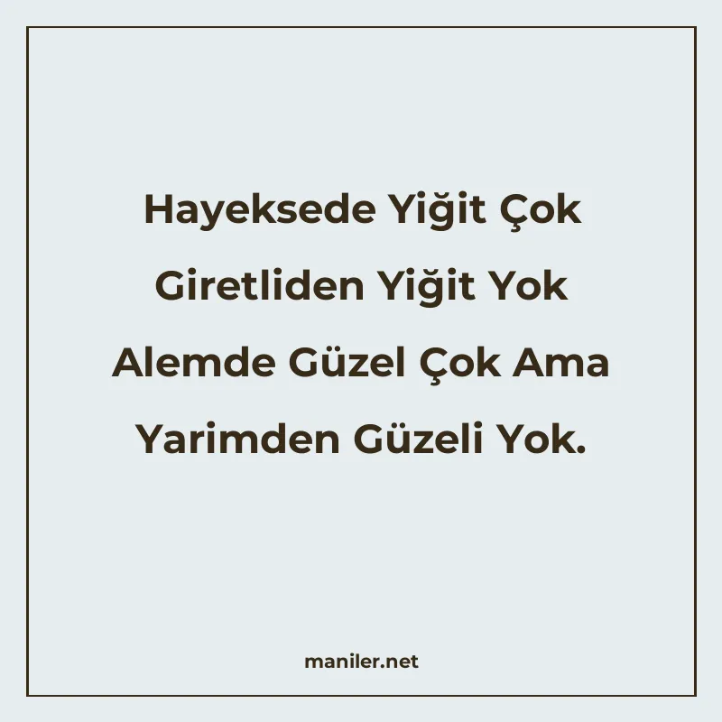 Hayeksede Yiğit Çok Giretliden Yiğit Yok Alemde Güzel Çok Am manisi görseli