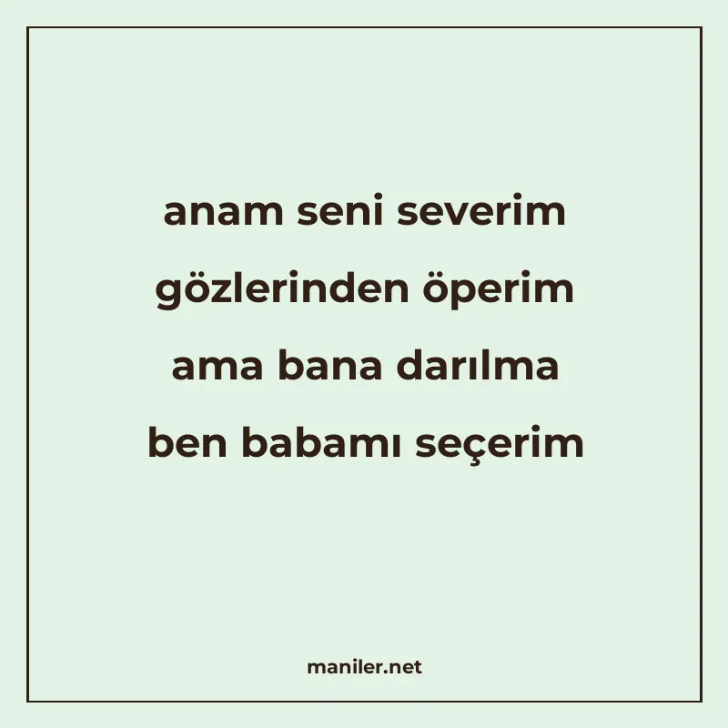 anam seni severim gözlerinden öperim ama bana darılma ben ba manisi görseli
