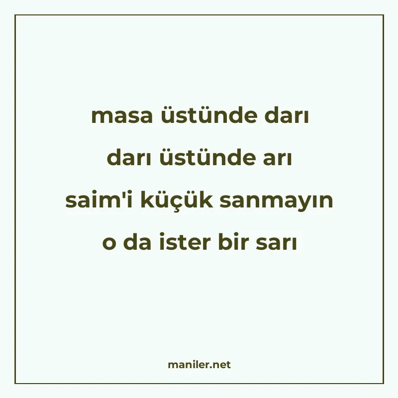 masa üstünde darı darı üstünde arı saim'i küçük sanmayın o d manisi görseli