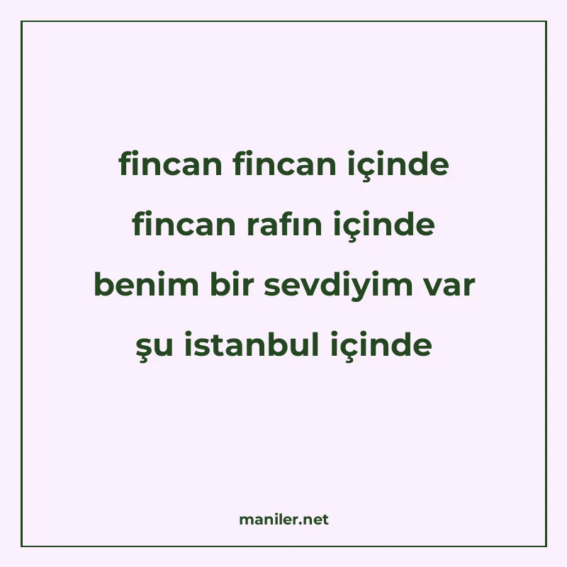 fincan fincan içinde fincan rafın içinde benim bir sevdiyim manisi görseli