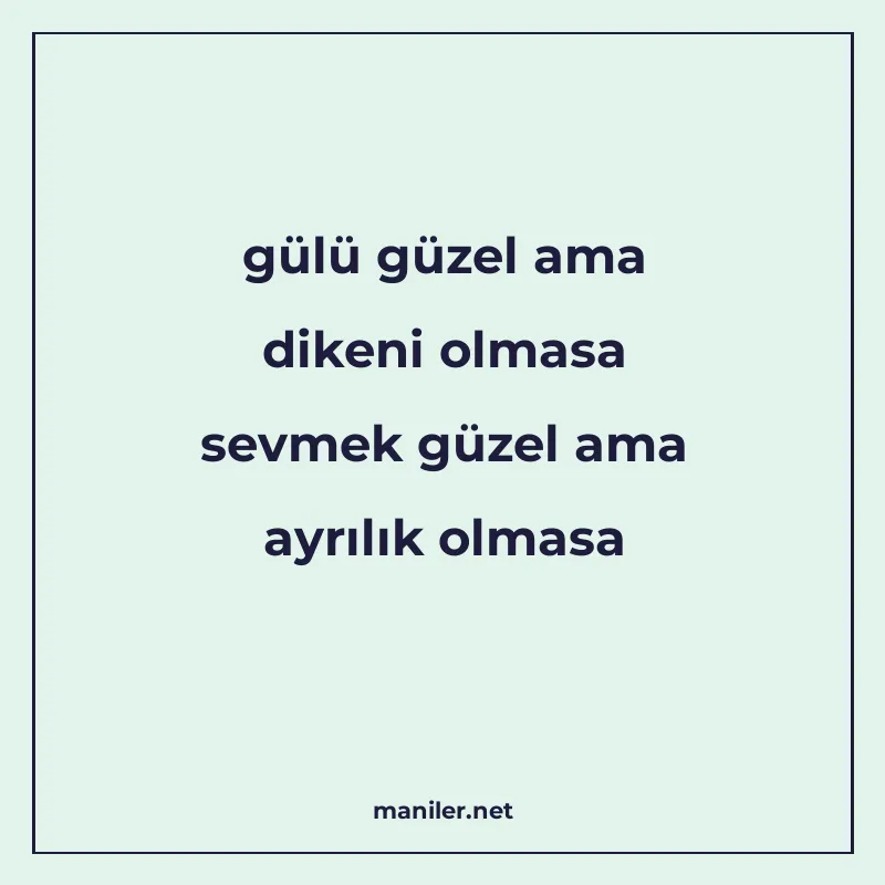 gülü güzel ama dikeni olmasa sevmek güzel ama ayrılık olmasa manisi görseli