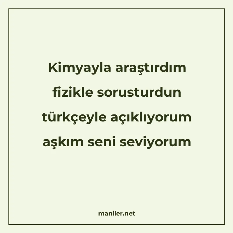 Kimyayla araştırdım fizikle sorusturdun türkçeyle açıklıyoru manisi görseli