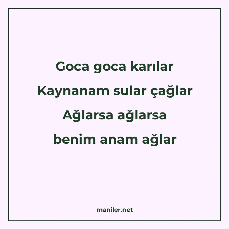Goca goca karılar Kaynanam sular çağlar Ağlarsa ağlarsa beni manisi görseli