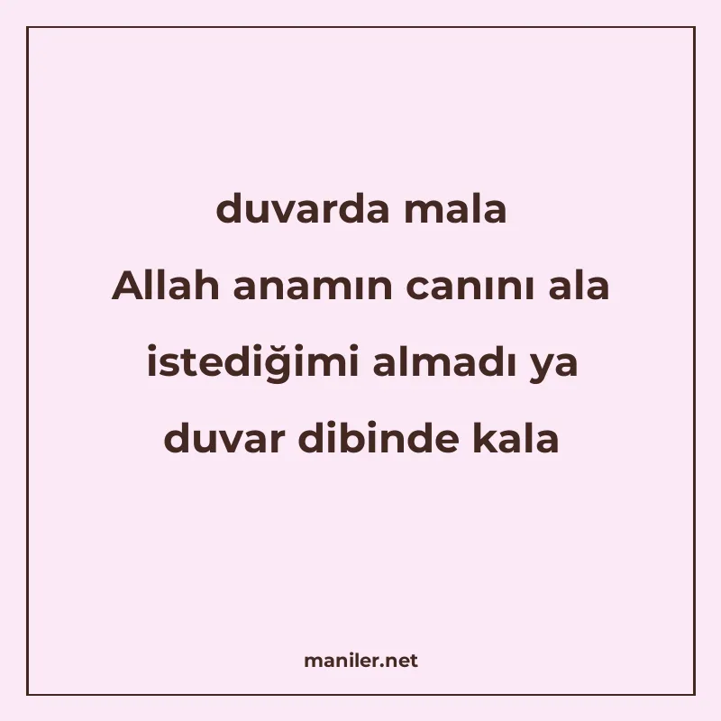 duvarda mala Allah anamın canını ala istediğimi almadı ya du manisi görseli