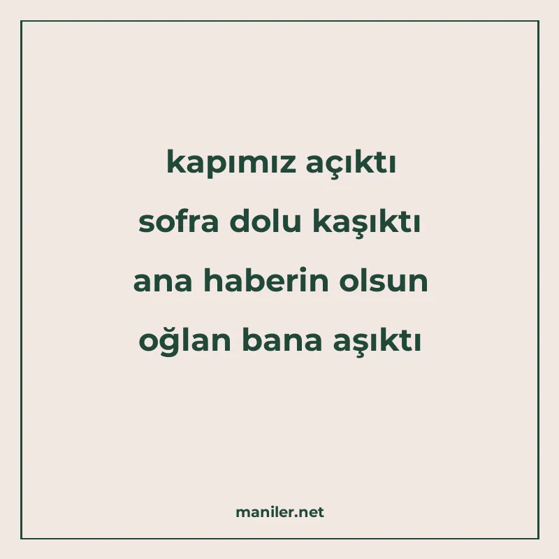 kapımız açıktı sofra dolu kaşıktı ana haberin olsun oğlan ba manisi görseli