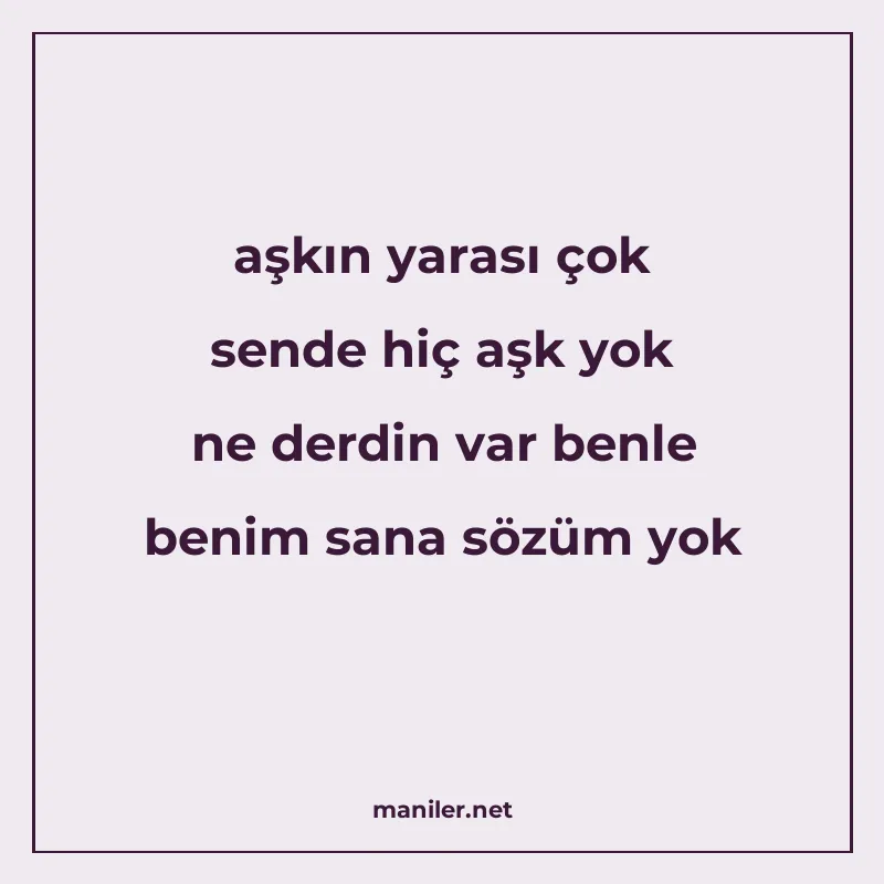 aşkın yarası çok sende hiç aşk yok ne derdin var benle benim manisi görseli