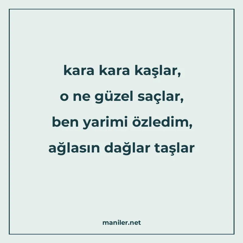 kara kara kaşlar, o ne güzel saçlar, ben yarimi özledim, ağl manisi görseli