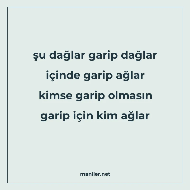 şu dağlar garip dağlar içinde garip ağlar kimse garip olması manisi görseli