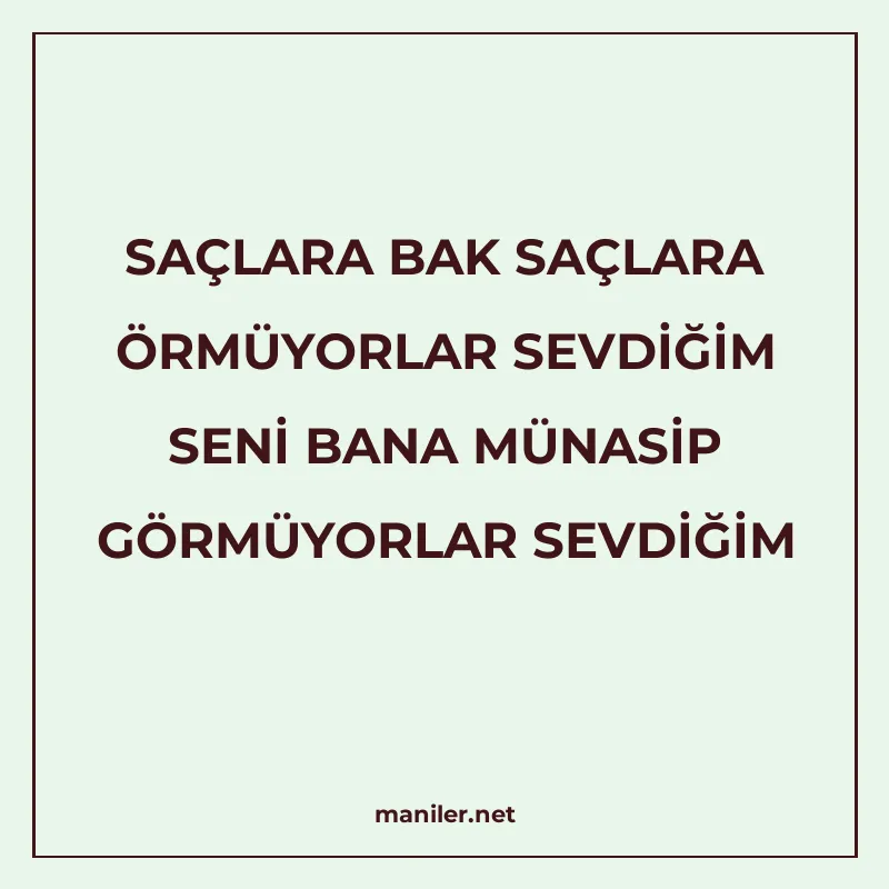 SAÇLARA BAK SAÇLARA ÖRMÜYORLAR SEVDİĞİM SENİ BANA MÜNASİP GÖ manisi görseli