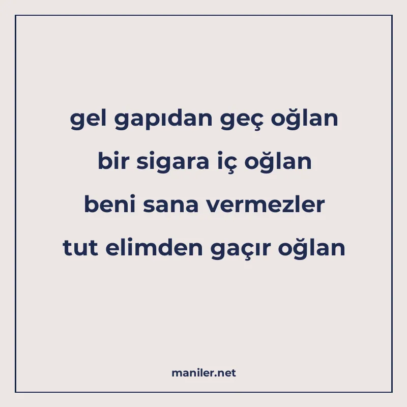 gel gapıdan geç oğlan bir sigara iç oğlan beni sana vermezle manisi görseli