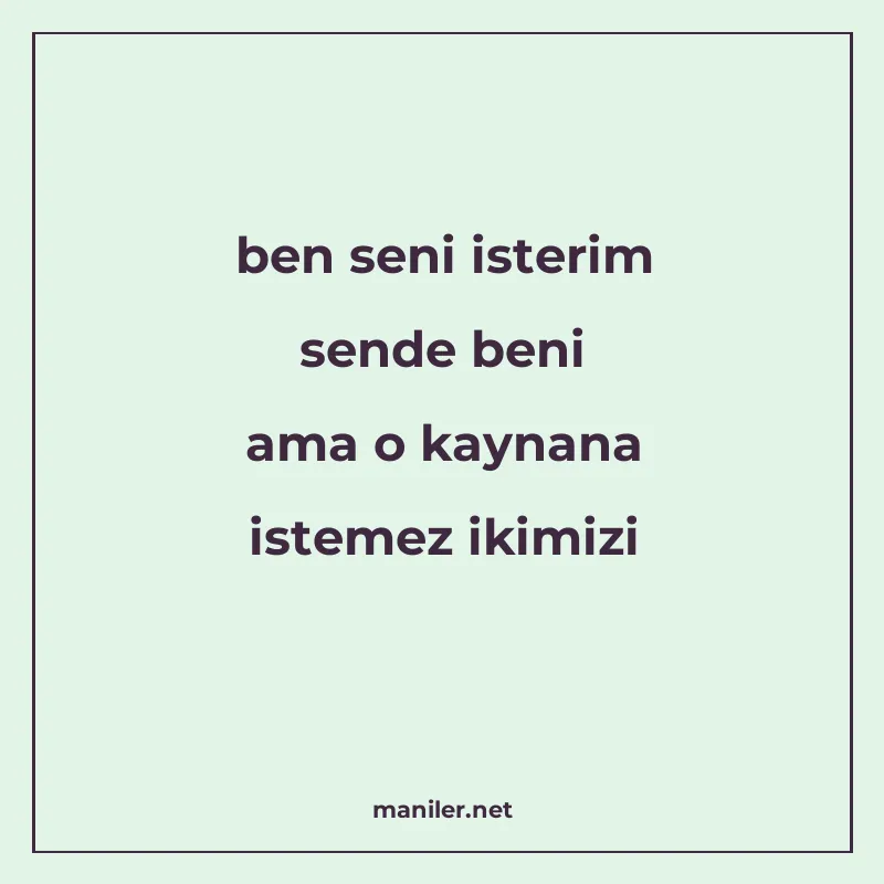 ben seni isterim sende beni ama o kaynana istemez ikimizi manisi görseli