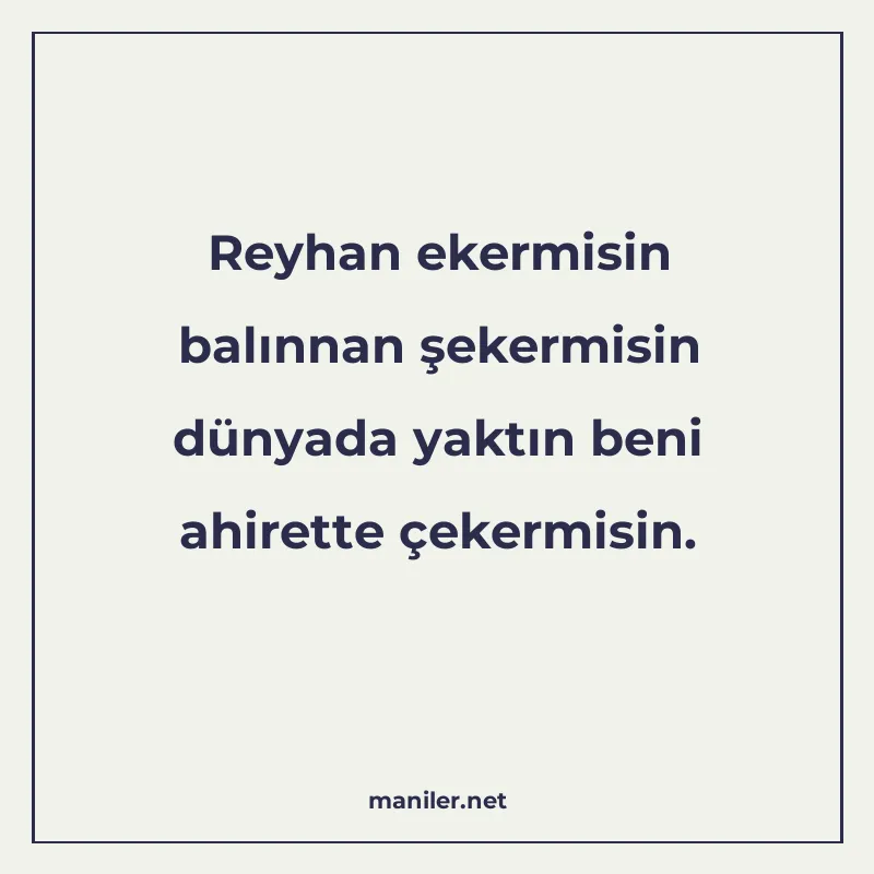 Reyhan ekermisin balınnan şekermisin dünyada yaktın beni ahi manisi görseli
