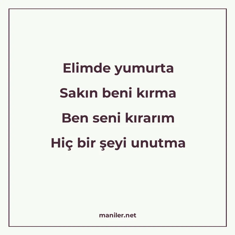 Elimde yumurta Sakın beni kırma Ben seni kırarım Hiç bir şey manisi görseli
