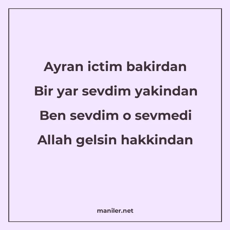 Ayran ictim bakirdan Bir yar sevdim yakindan Ben sevdim o se manisi görseli
