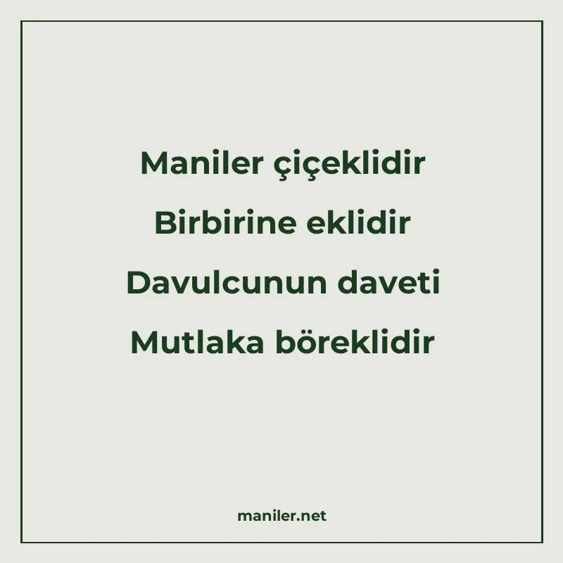 Maniler çiçeklidir Birbirine eklidir Davulcunun daveti Mutla manisi görseli