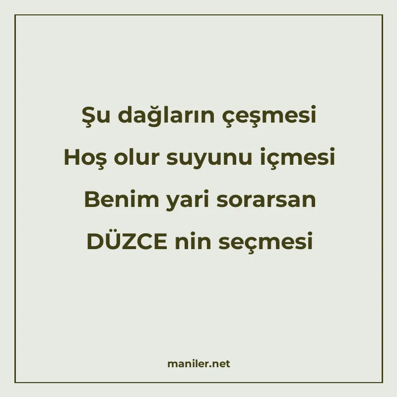 Şu dağların çeşmesi Hoş olur suyunu içmesi Benim yari sorars manisi görseli